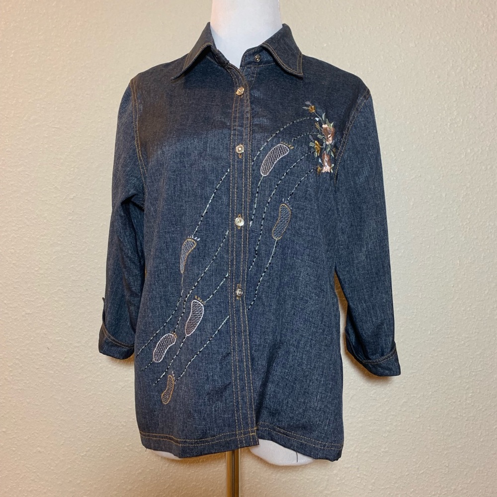 vintage Smile blouse button down embelished womans
